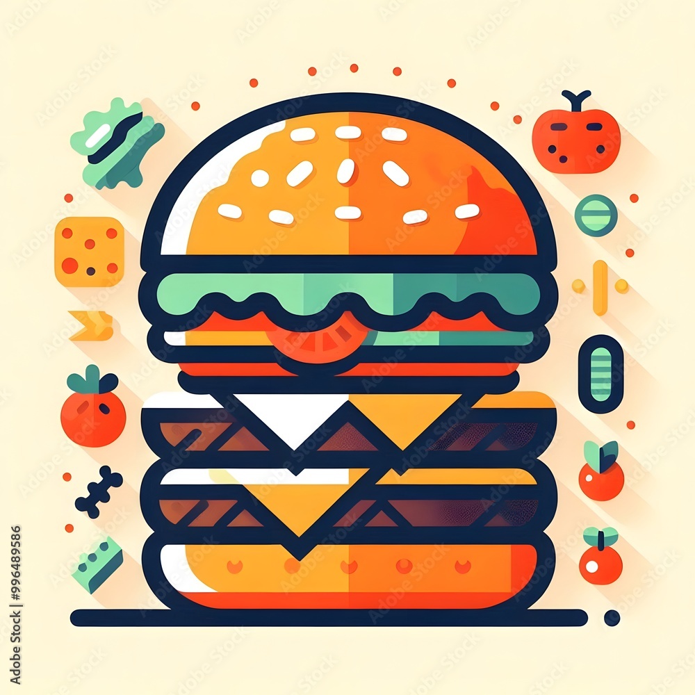 Beautiful realistic burger fast food illustration logo Beautiful realistic burger fast food illustration logo