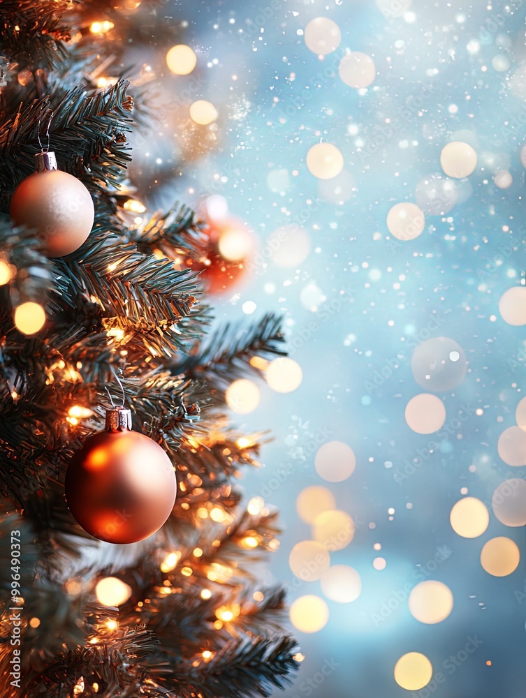 Christmas Tree with Sparkling Lights and Ornaments Christmas Tree with Sparkling Lights and Ornaments