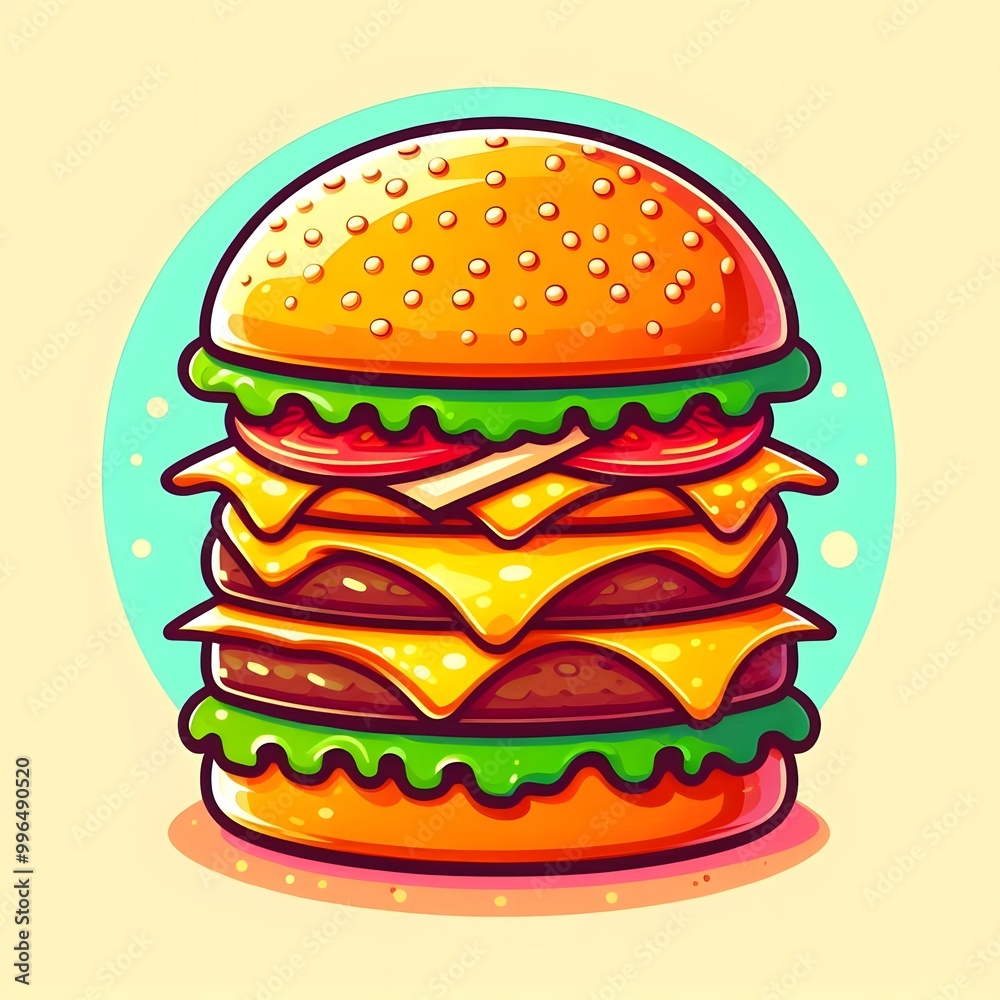 Beautiful realistic burger fast food illustration logo Beautiful realistic burger fast food illustration logo