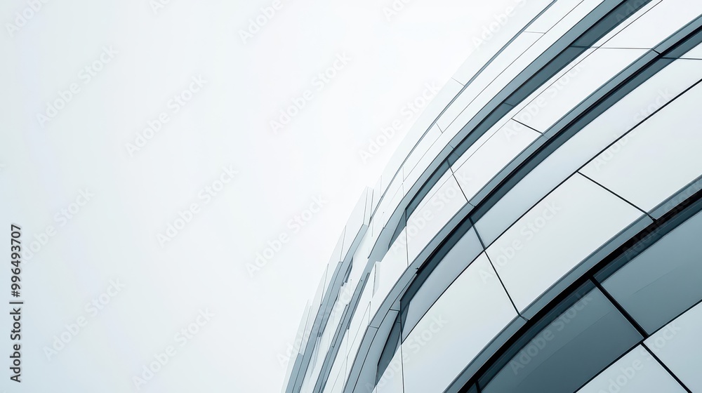 Obraz premium Multi-layered architectural mass, dynamic facade, all-white