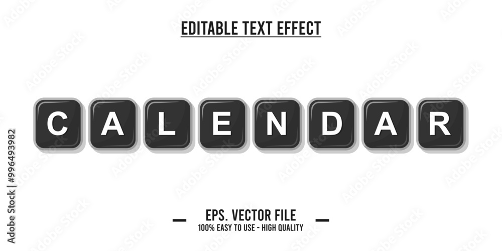 calendar typography editable text effect