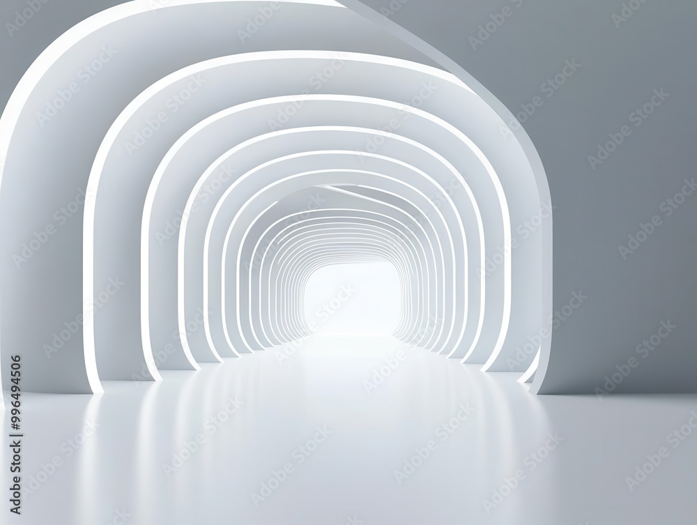 Fototapeta premium Futuristic complex, overlapping volumes, bright white scheme