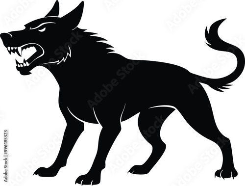 Wallpaper Mural isolated black silhouette of a dog collection, angry dog silhouette vector. Dogs and puppies in different breed, corgi, golden retriever, poses, sitting, standing, jump Torontodigital.ca