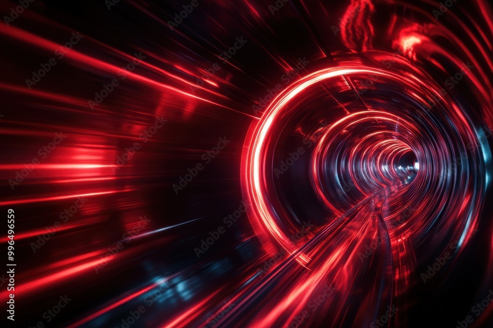 Abstract light tunnel with dynamic red and blue colors, futuristic digital experience. Abstract light tunnel with dynamic red and blue colors, futuristic digital experience.