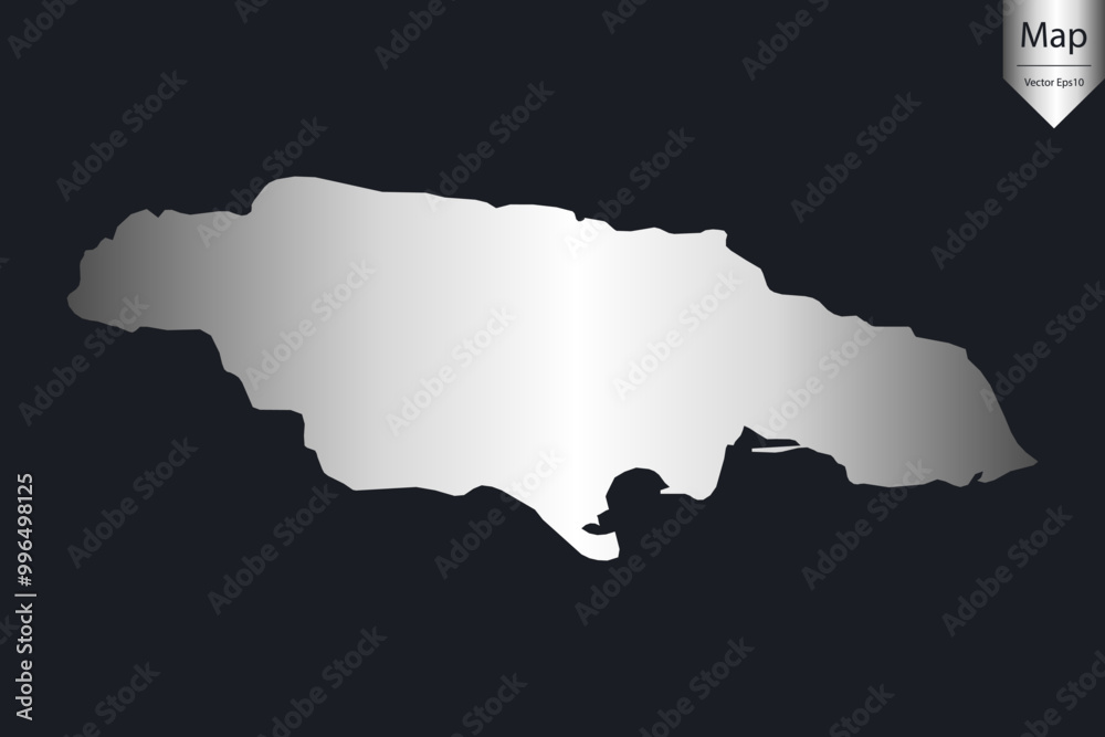 Fototapeta premium Abstract - High Detailed Silver Map of Jamaica. Vector illustration eps10. 