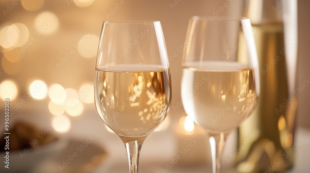 Sophisticated toast with white wine glasses embodying joy and togetherness in a celebratory setting Sophisticated toast with white wine glasses embodying joy and togetherness in a celebratory setting