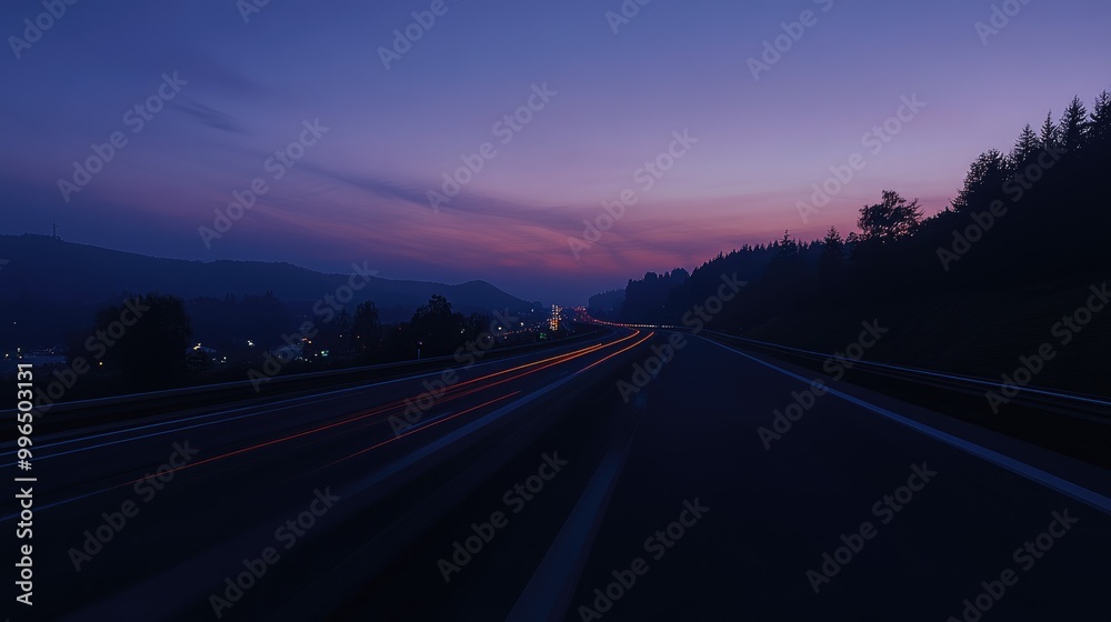 Quiet highway at dusk with a sense of motion blur Quiet highway at dusk with a sense of motion blur
