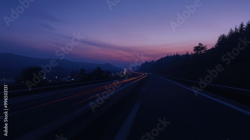 Quiet highway at dusk with a sense of motion blur