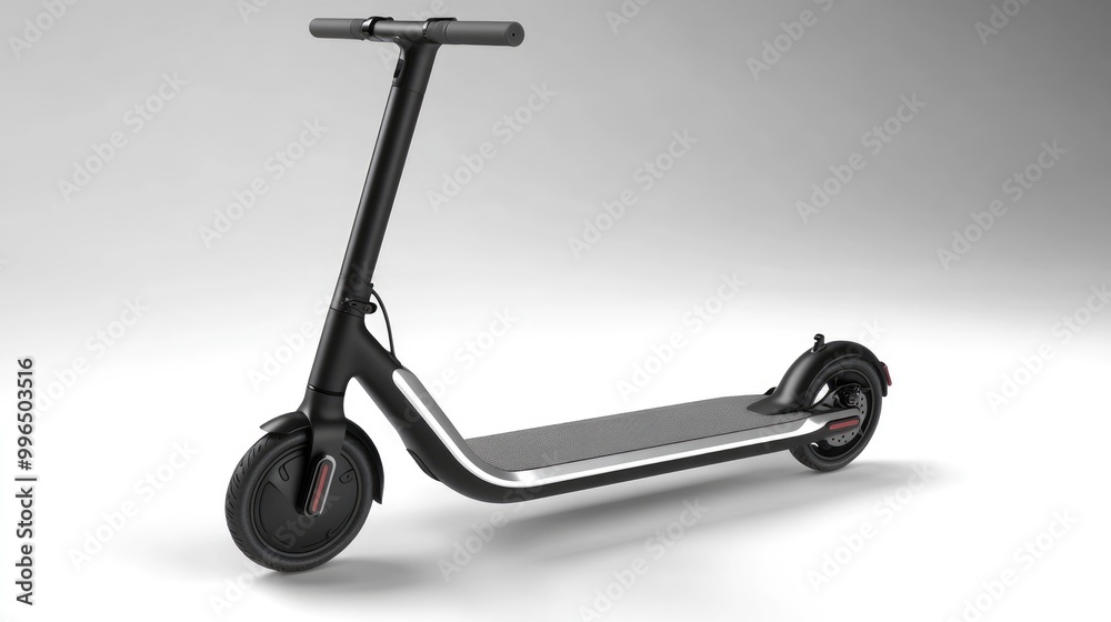 Sleek electric kick scooter in a white background Sleek electric kick scooter in a white background