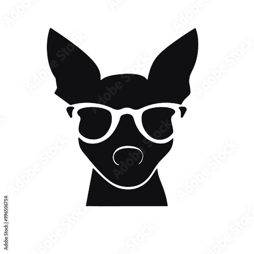 Fashion Dog with Glasses Silhouette Isolated on White – Vector Illustration