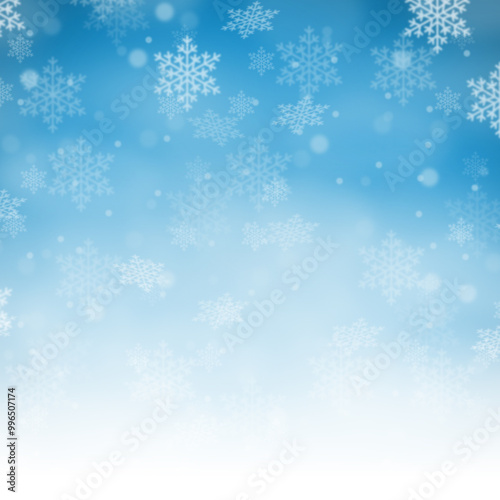 Christmas background with blue pattern winter card snow snowflakes square copyspace copy space
