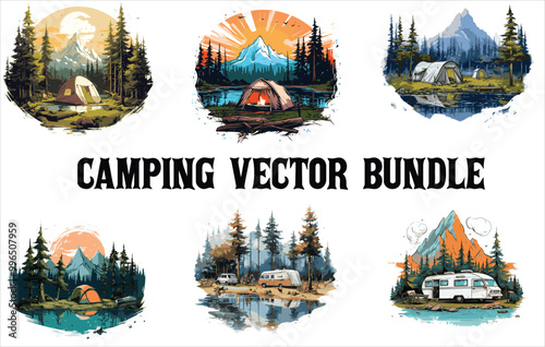 Obraz na płótnie Camping vector bundle, w salonie
