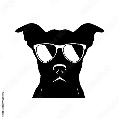 Hipster Dog with Glasses Silhouette Isolated on White Background – Vector Illustration