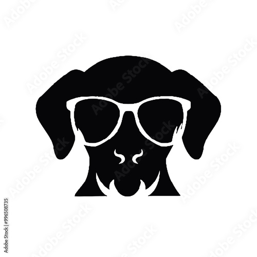 Stylish Dog in Glasses Silhouette Isolated on White Background – Vector Art