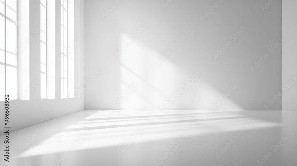 Sunlit Empty Room with Window Light and Shadows Sunlit Empty Room with Window Light and Shadows
