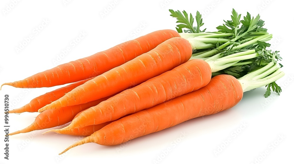 Carrots cascading gracefully isolated on a clean white backdrop Carrots cascading gracefully isolated on a clean white backdrop