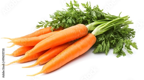 Carrots cascading gracefully isolated on a clean white backdrop