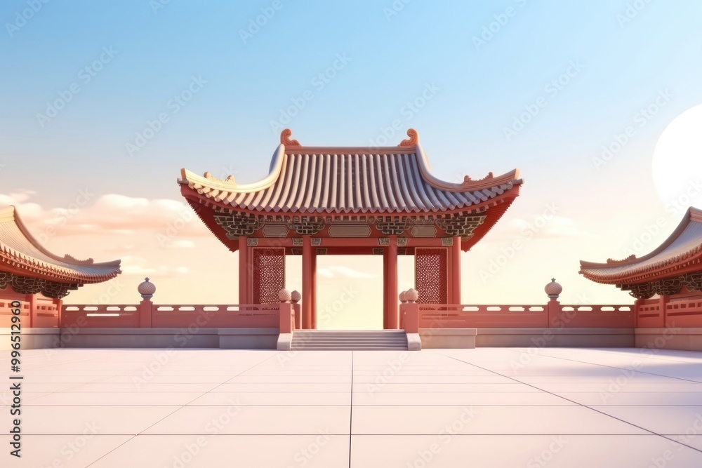 Obraz premium Chinese temple architecture building spirituality.