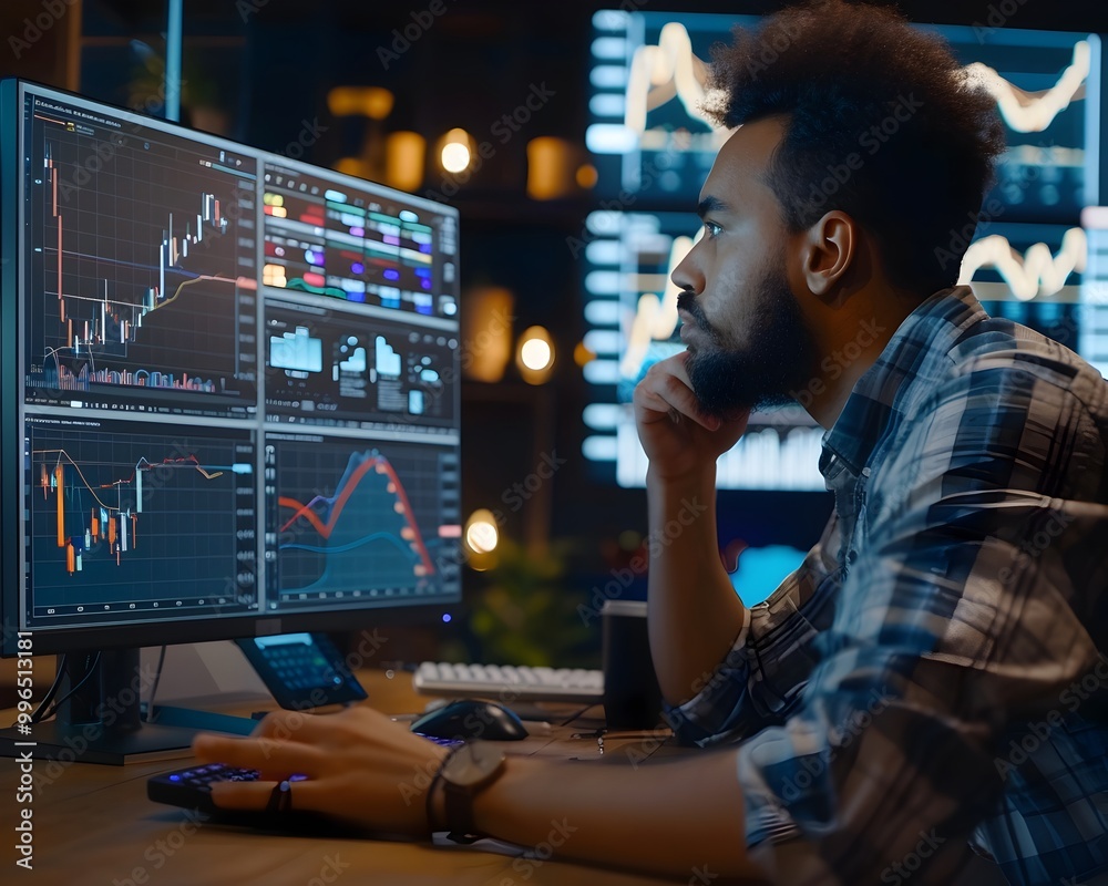 Financial Analyst Predicting Market Trends Using AI Powered Software and Real Time Data Analytics Financial Analyst Predicting Market Trends Using AI Powered Software and Real Time Data Analytics
