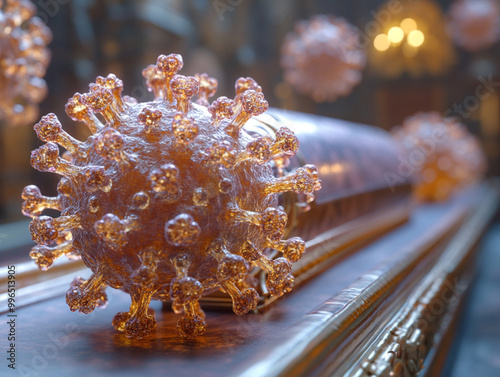 Render visualization of a generic virus, such as Covid, HIV, or other viral disease or infection