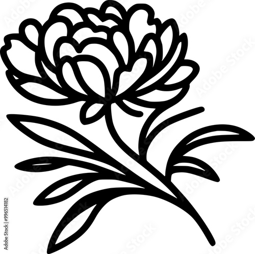 Artistic Peony Flowers Line Art for Wall Art and Posters