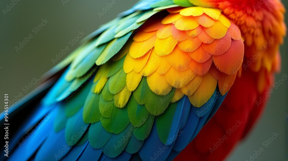 Fototapeta premium Vibrant and Detailed Close-up Parrot’s Macaw Feathers