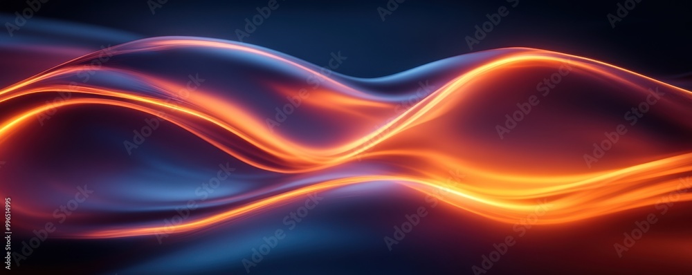 Abstract wave pattern in glowing orange and blue hues. Abstract wave pattern in glowing orange and blue hues.