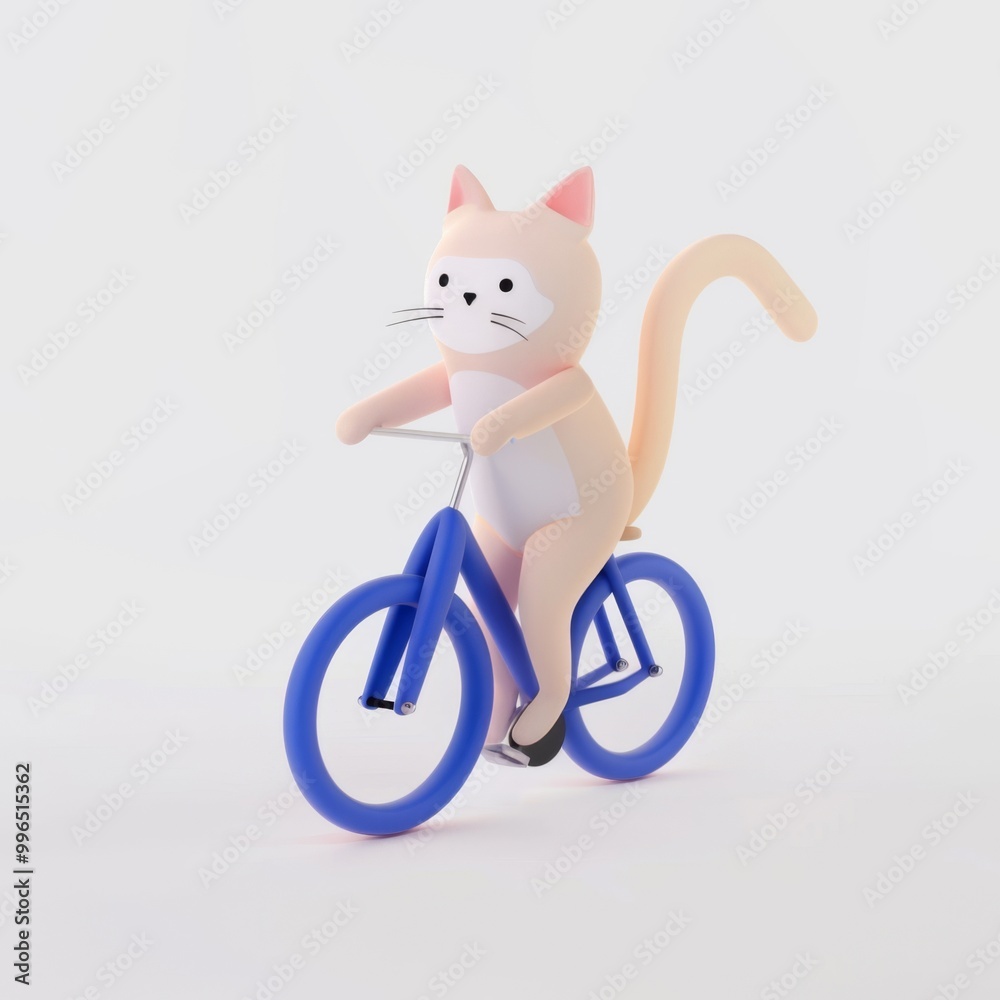 A cat rides a bicycle in 3D style on a white background
A cat rides a bicycle in 3D style on a white background