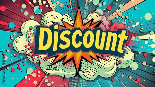 A colorful explosion with the word "discount" written in the middle