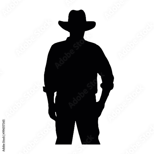 Farm Worker Profile Silhouette Isolated on White Background – Vector Illustration