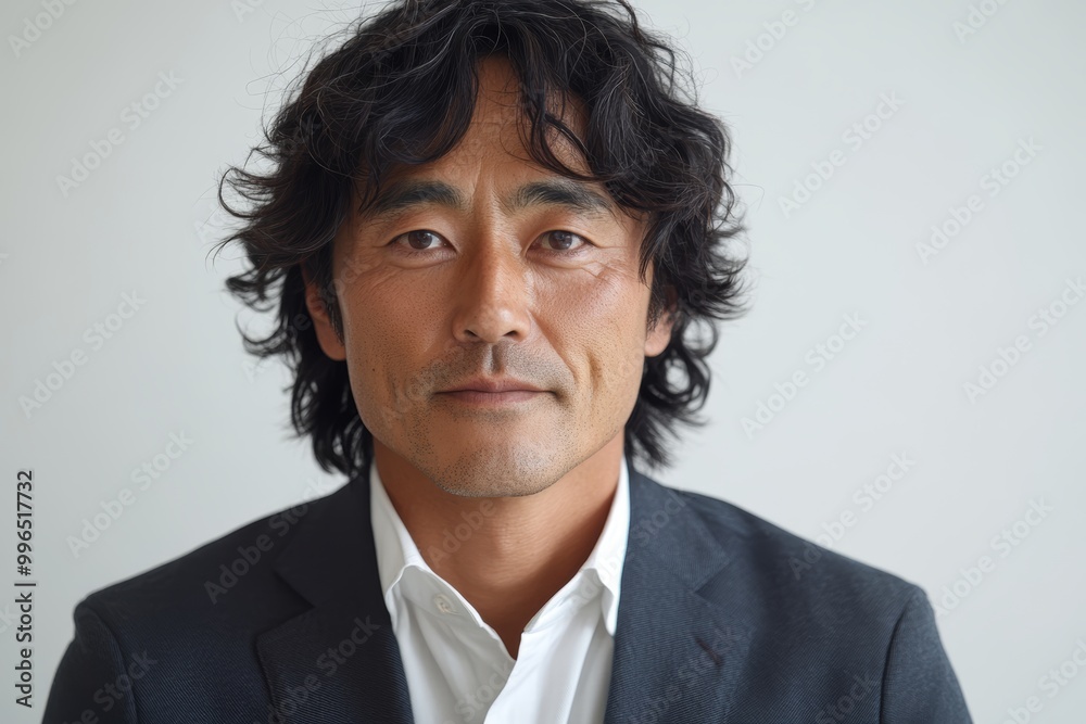 ビジネススーツを着た男性が白い背景の前で静かに微笑んでいる瞬間の肖像 ビジネススーツを着た男性が白い背景の前で静かに微笑んでいる瞬間の肖像