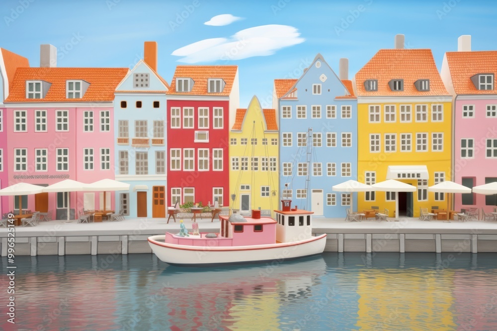 Naklejka premium Nyhavn canal architecture waterfront watercraft.