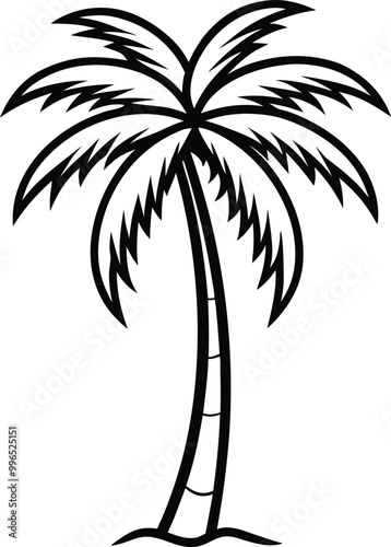 Palm tree vector art silhouette style with a white background.