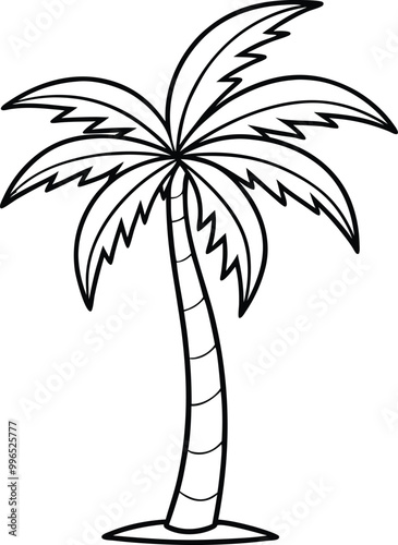 Palm tree vector art silhouette style with a white background.