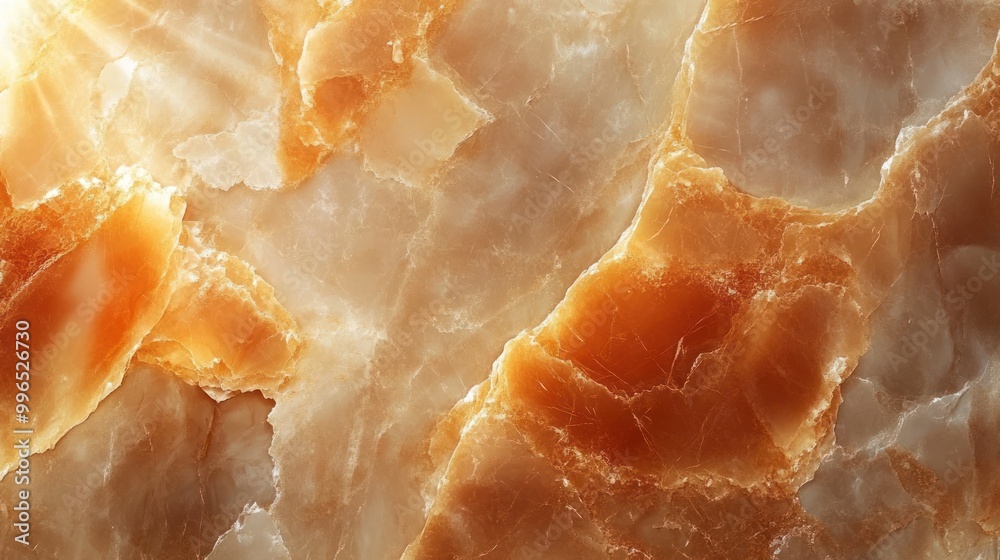 Close-up view of a stunning orange and cream colored onyx stone, showcasing its natural patterns and textures. Close-up view of a stunning orange and cream colored onyx stone, showcasing its natural patterns and textures.