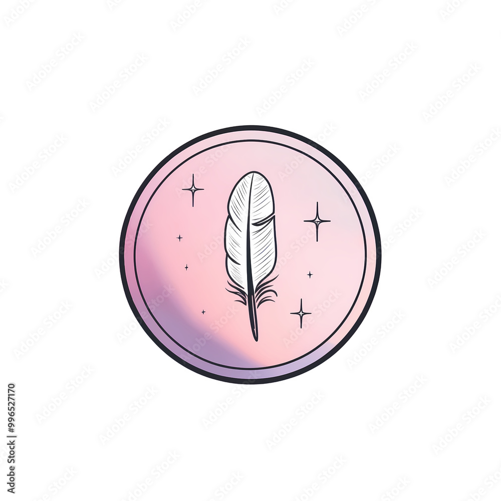 Elegant Feather with Sparkles in Soft Gradient Circle Elegant Feather with Sparkles in Soft Gradient Circle