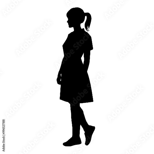 Female Healthcare Professional Profile Silhouette Isolated on White Background – Vector Illustration