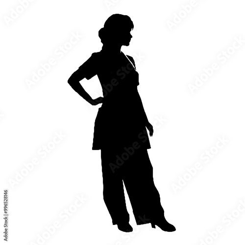 Silhouette of a Healthcare Nurse Profile Isolated on White Background – Vector Illustration