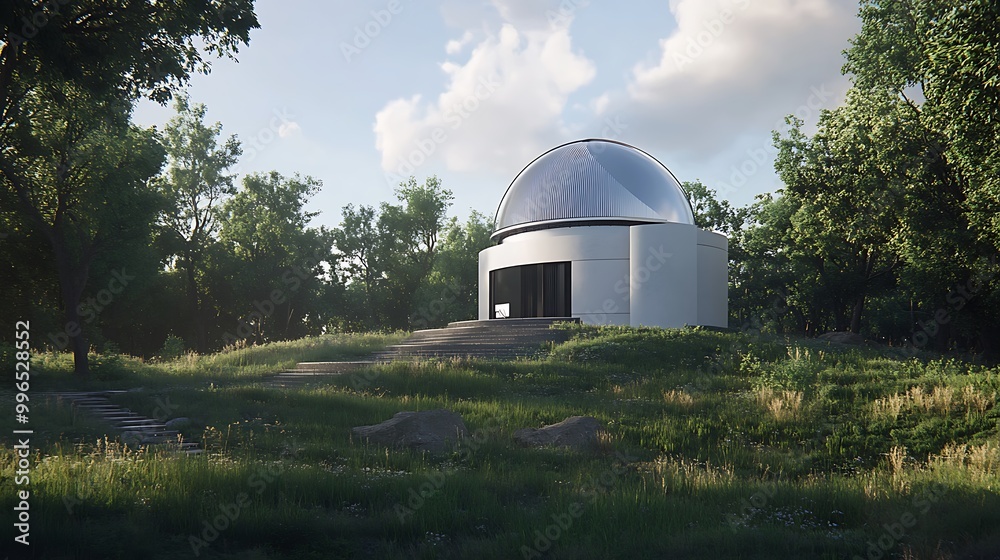 Modern Observatory in a Green Forest. Modern Observatory in a Green Forest.