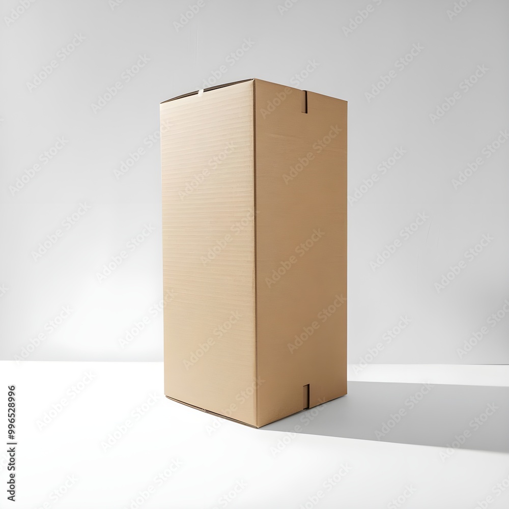 Naklejka premium Cardboard Box Mockup Brown Package Isolated on White Background
