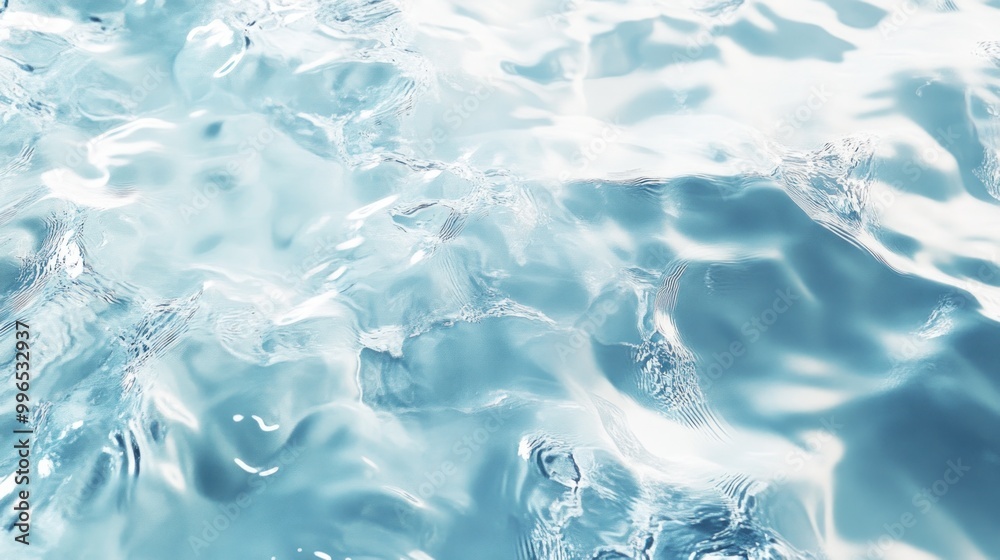 Naklejka premium Close-up of serene turquoise water surface with gentle ripples and reflections.