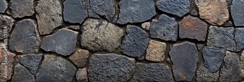Cobblestone street texture, with uneven stones and weathered surfaces