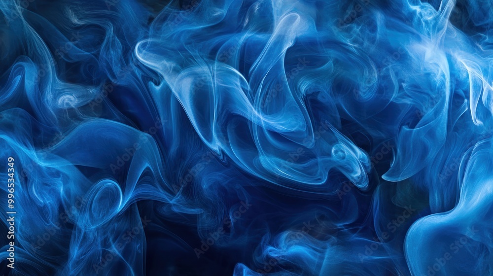 Obraz premium An abstract composition of swirling blue smoke, creating a mystical and ethereal atmosphere.