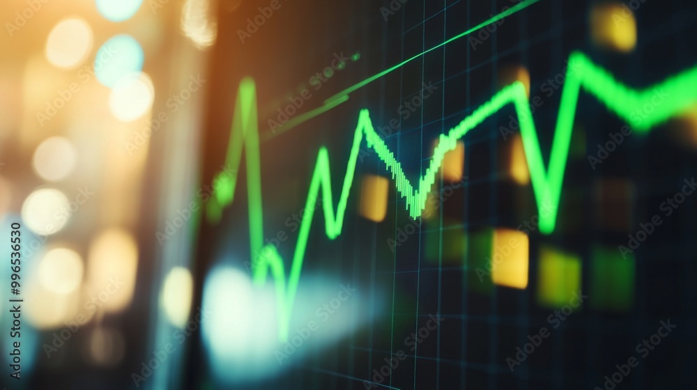 Close-up of digital stock market screen showing dividend stock graph with green upward trend line, symbolizing financial growth and investment success. Close-up of digital stock market screen showing dividend stock graph with green upward trend line, symbolizing financial growth and investment success.