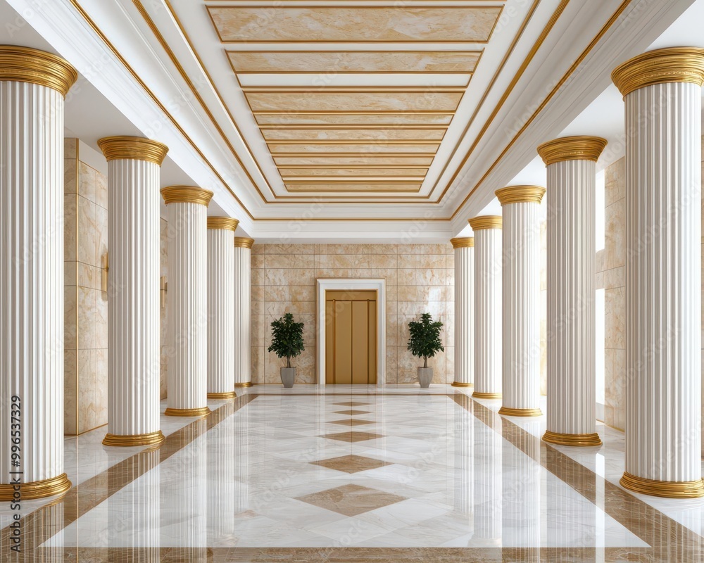 Grandiose bank foyer with gold accents, plush carpets, artistic ceiling, luxurious bank entrance, opulent welcome Grandiose bank foyer with gold accents, plush carpets, artistic ceiling, luxurious bank entrance, opulent welcome