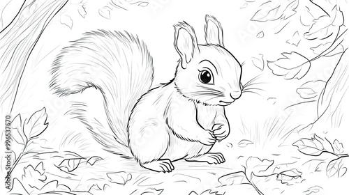 Cute Squirrel Holding a Nut in the Forest