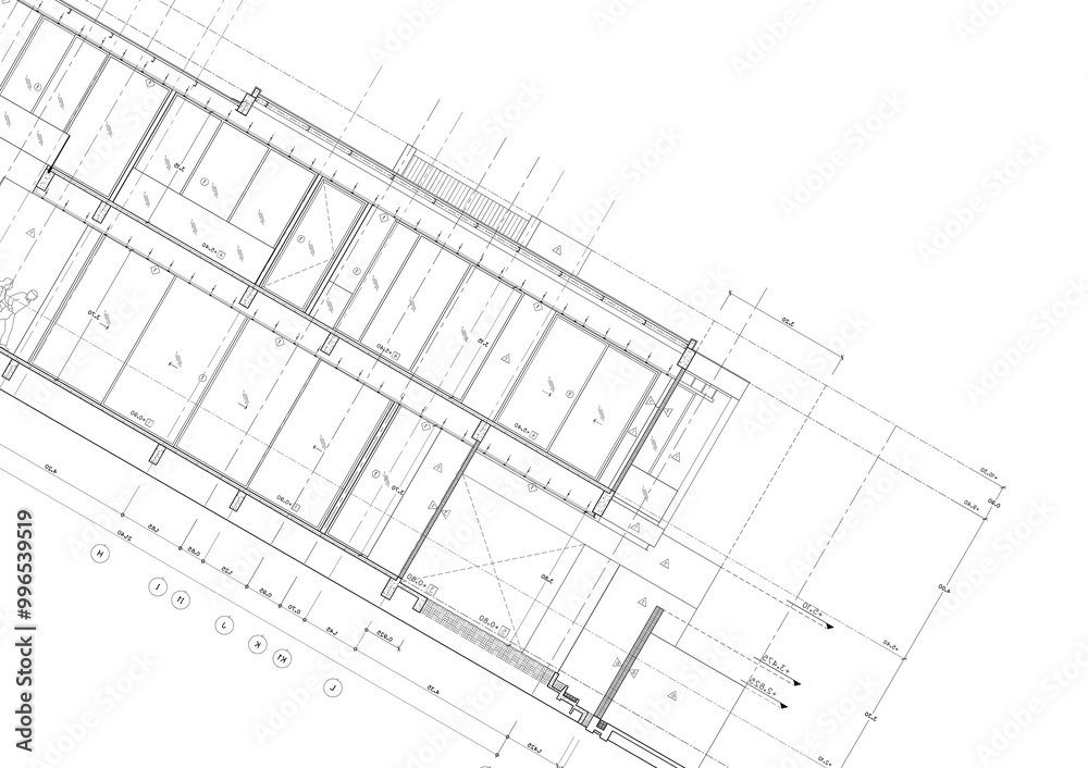 Floor plan designed building on the drawing. Floor plan designed building on the drawing.