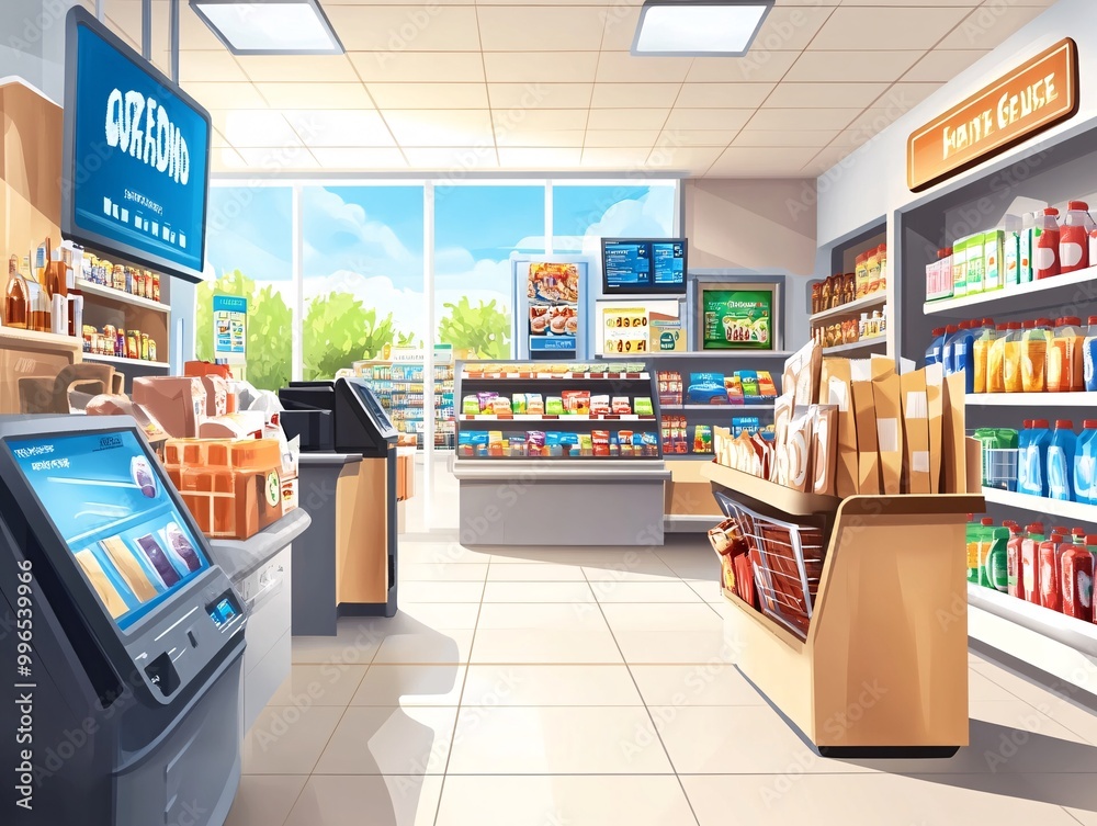 Convenience Store Interior. Convenience Store Interior.