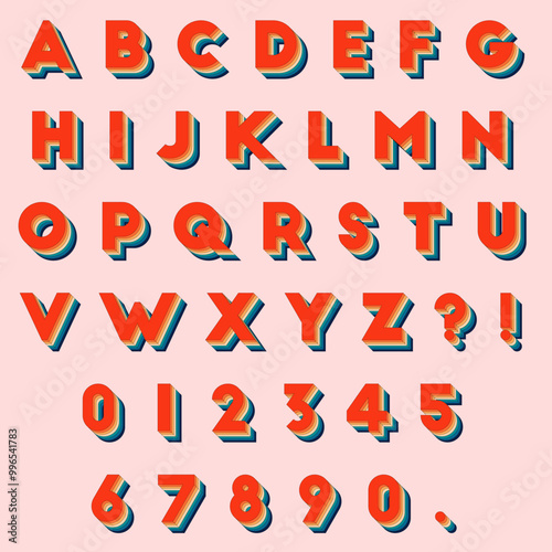 Letter alphabet stylized retro style