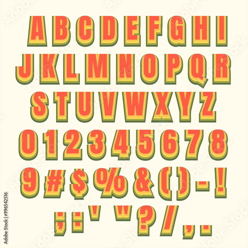 Colorful Retro Text Effect Letter alphabet stylized